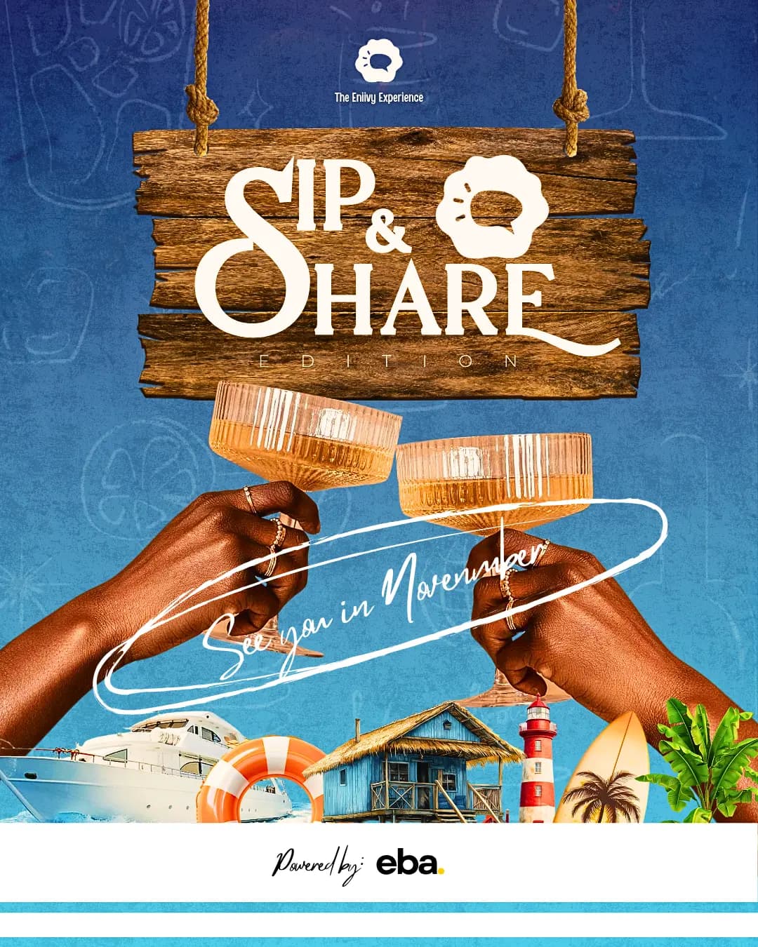 Original event artwork for The Eniivy Experience (Sip & Share Edition)