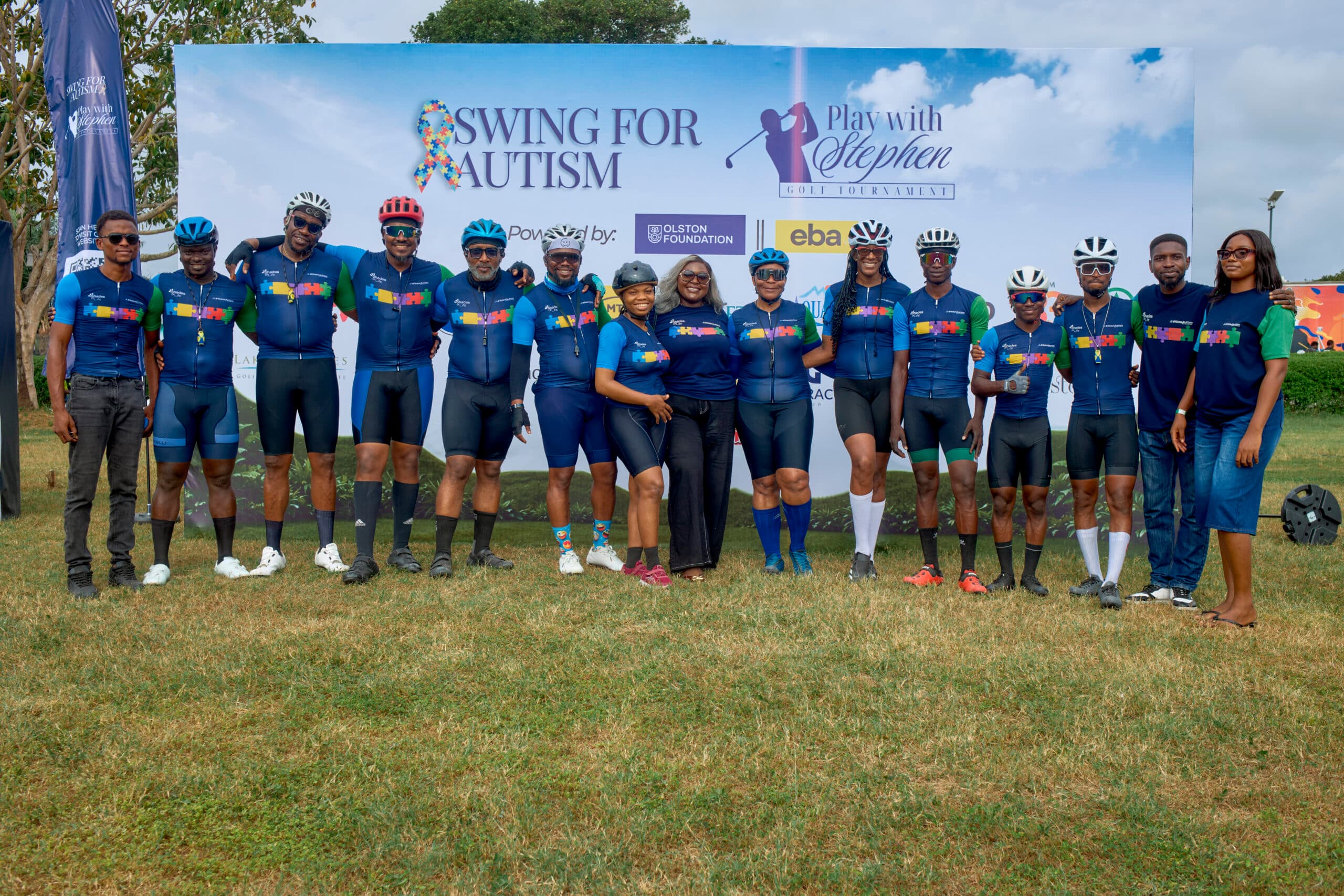 The Swing for Autism community posing together at the event