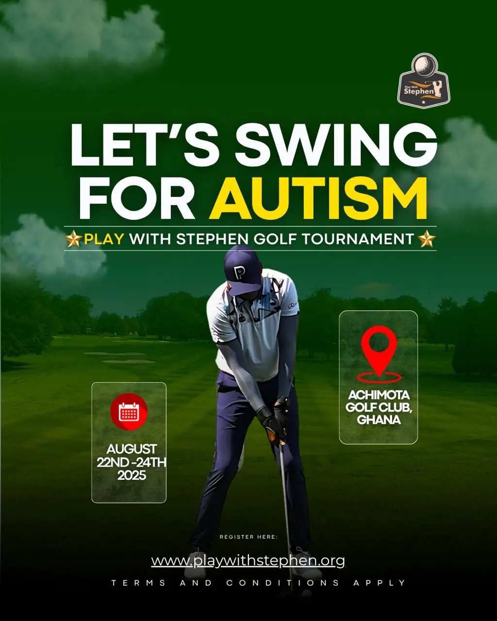Original event artwork for Let’s Swing for Autism
